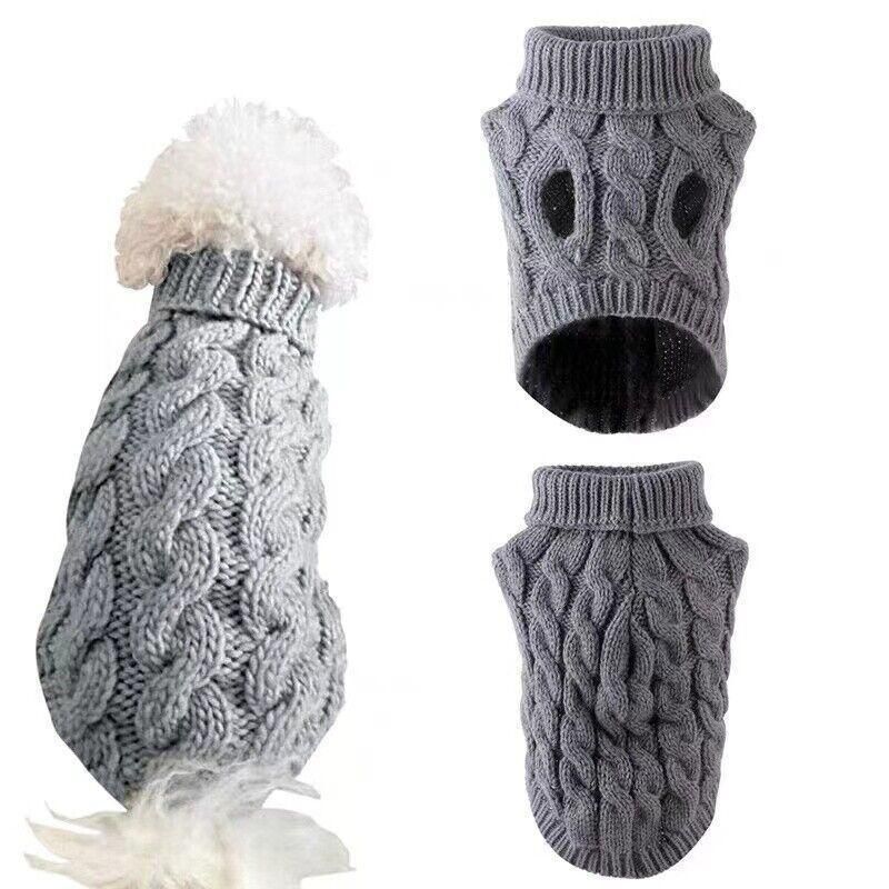 Puppy Dog Jumper Winter Warm Knitted Sweater Pet Clothes Small Dogs Coat Thermal XL - Beige