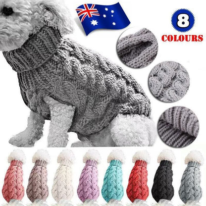 Puppy Dog Jumper Winter Warm Knitted Sweater Pet Clothes Small Dogs Coat Thermal XL - Blue
