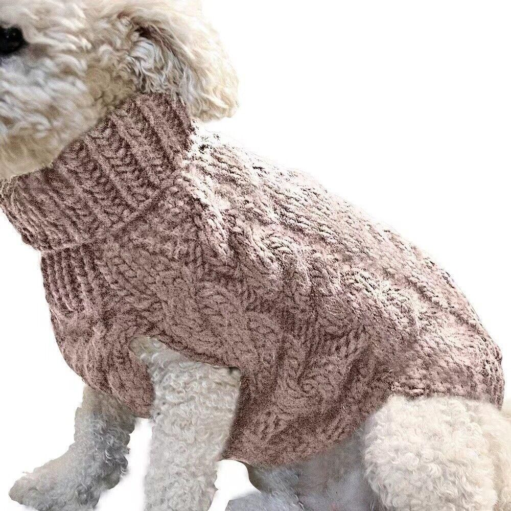 Puppy Dog Jumper Winter Warm Knitted Sweater Pet Clothes Small Dogs Coat Thermal XL - Leather Pink