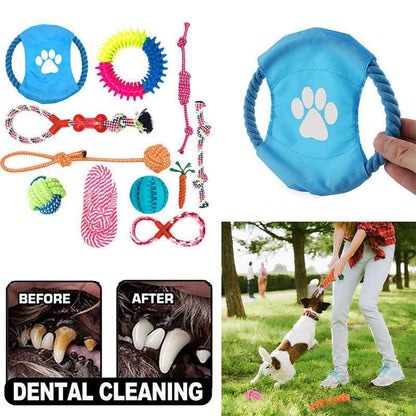 11Pcs Durable Cotton Rope Pull Teeth Clean Chew Toy Set for Dogs and Cats