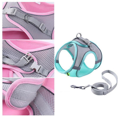 Pet Dog Harness Adjustable Reflective Breathable Outdoor Collars Strap Cat Leash Yellow - M