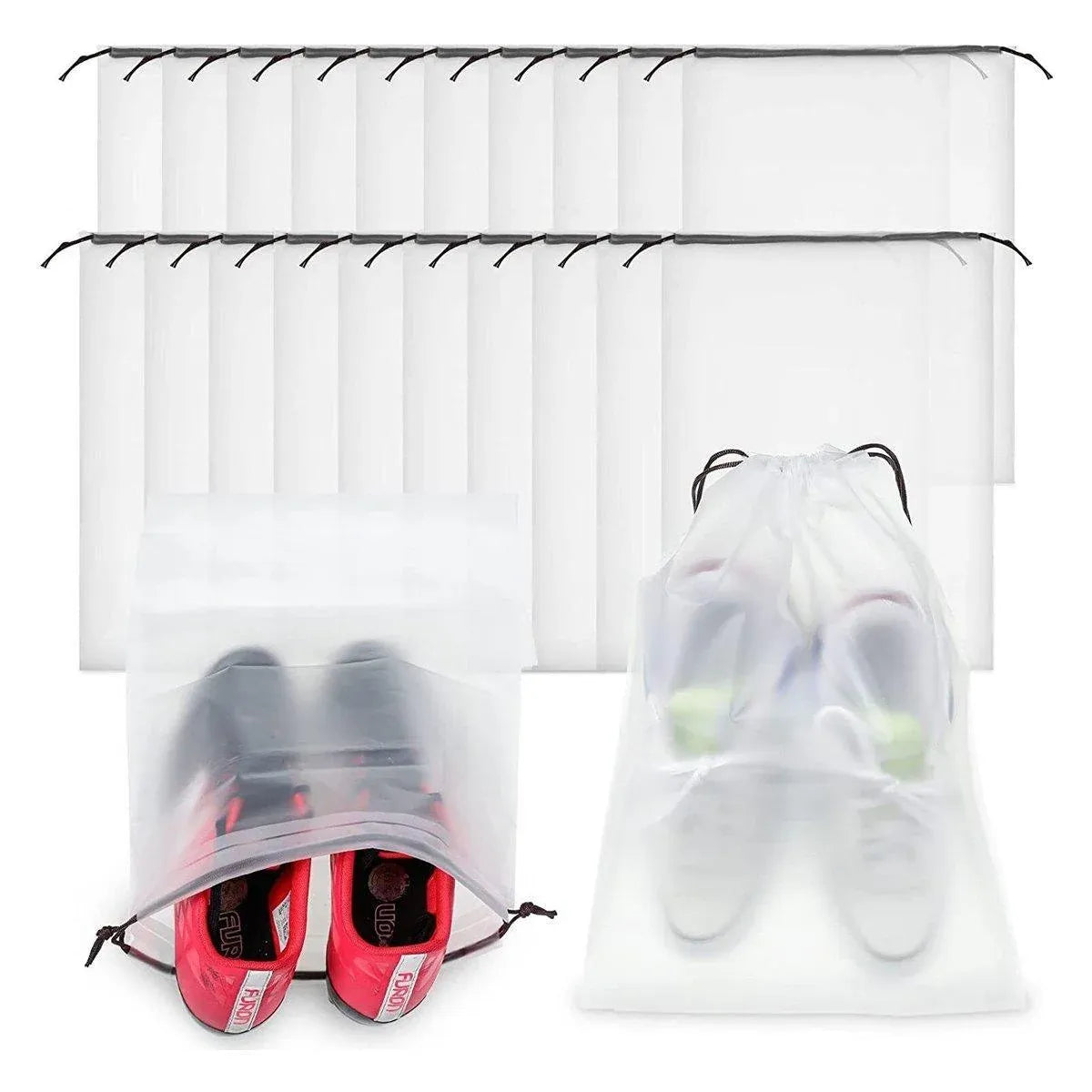 25PCS Portable Travel Shoe Bags Sport Storage Pouch Drawstring Dust Organizer - Black-30*35cm