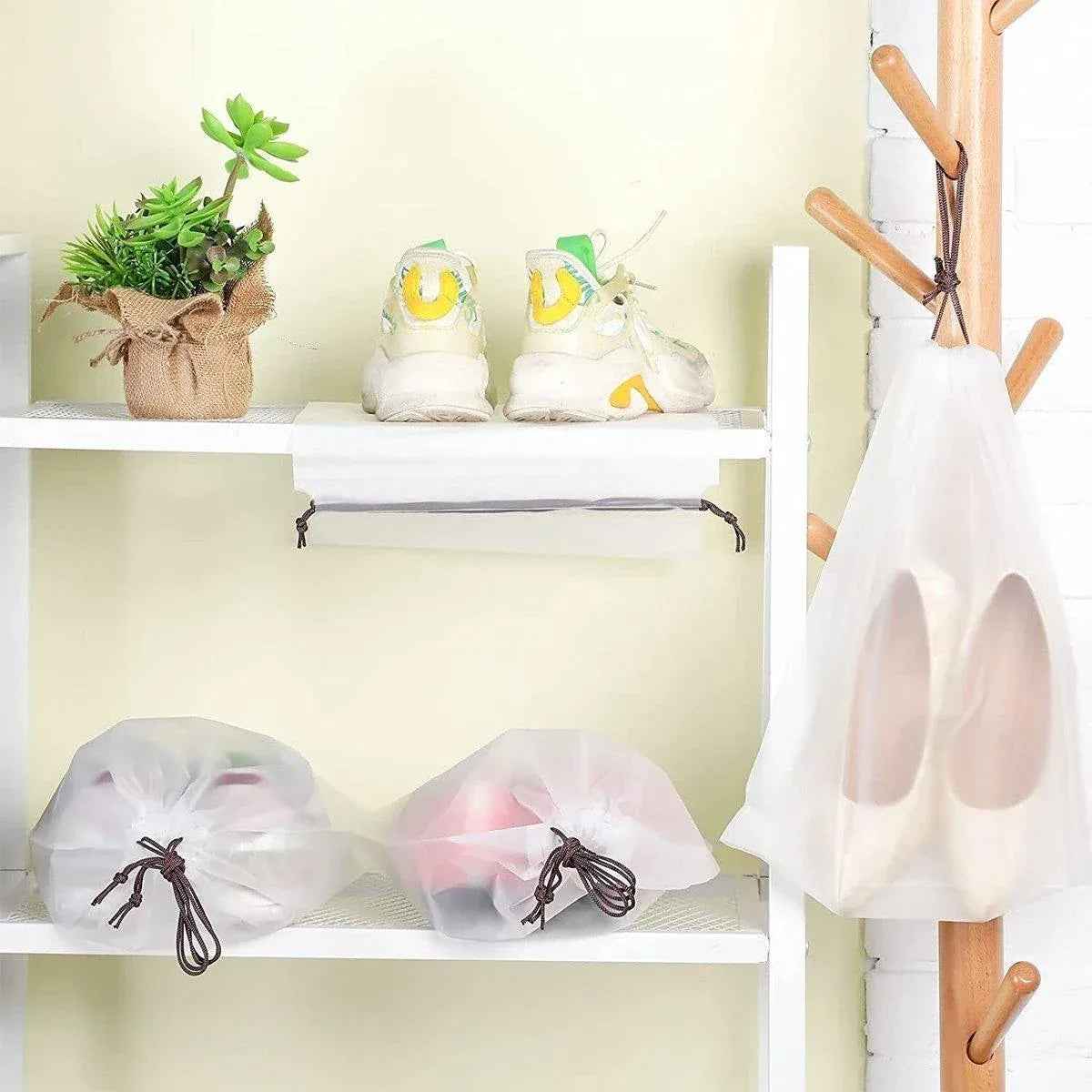 25PCS Portable Travel Shoe Bags Sport Storage Pouch Drawstring Dust Organizer - Black-30*35cm