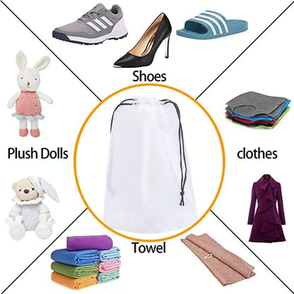 25PCS Portable Travel Shoe Bags Sport Storage Pouch Drawstring Dust Organizer - Black-30*35cm