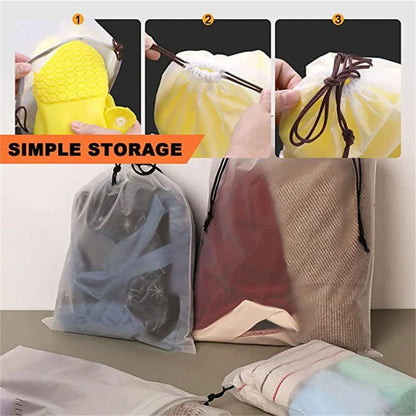 25PCS Portable Travel Shoe Bags Sport Storage Pouch Drawstring Dust Organizer - Black-30*35cm