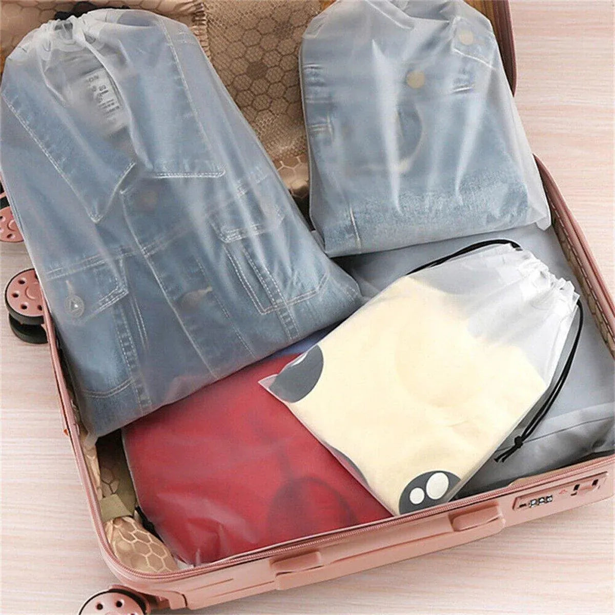 25PCS Portable Travel Shoe Bags Sport Storage Pouch Drawstring Dust Organizer - Black-30*35cm