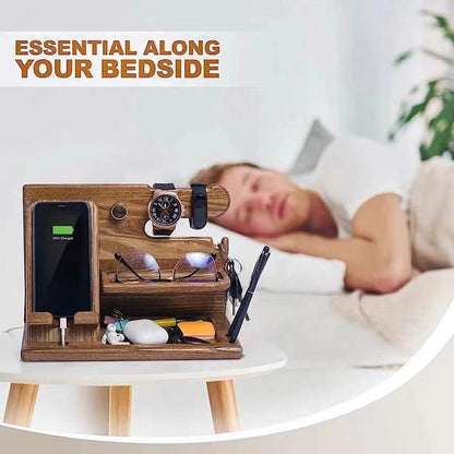 Wooden Mobile Phone Holder Desk Organizer Multifunctional Storage Shelf Stand