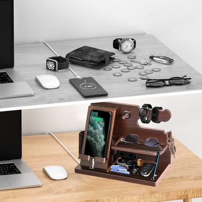 Wooden Mobile Phone Holder Desk Organizer Multifunctional Storage Shelf Stand