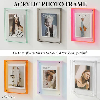 Acrylic Photo Frame Double-Sided Clear Display with Screw Mount – 16x21cm - Transparent