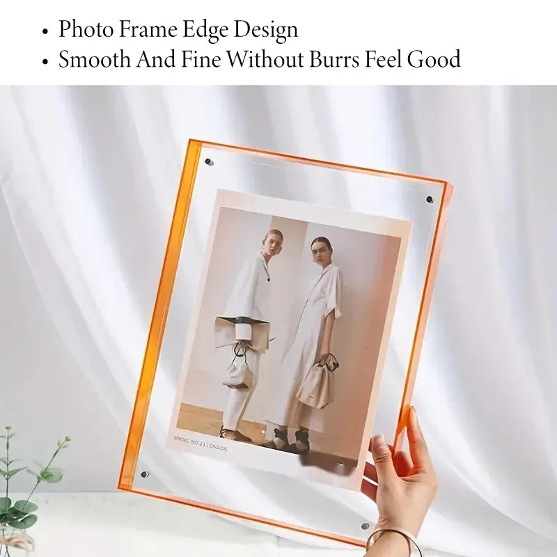 Acrylic Photo Frame Double-Sided Clear Display with Screw Mount – 16x21cm - Transparent