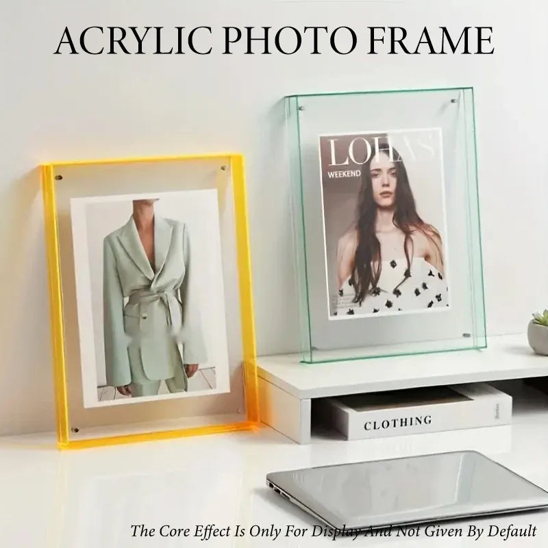 Acrylic Photo Frame Double-Sided Clear Display with Screw Mount – 16x21cm - Transparent
