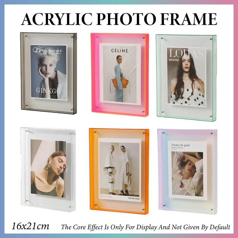 Acrylic Photo Frame Double-Sided Clear Display with Screw Mount – 16x21cm - Transparent