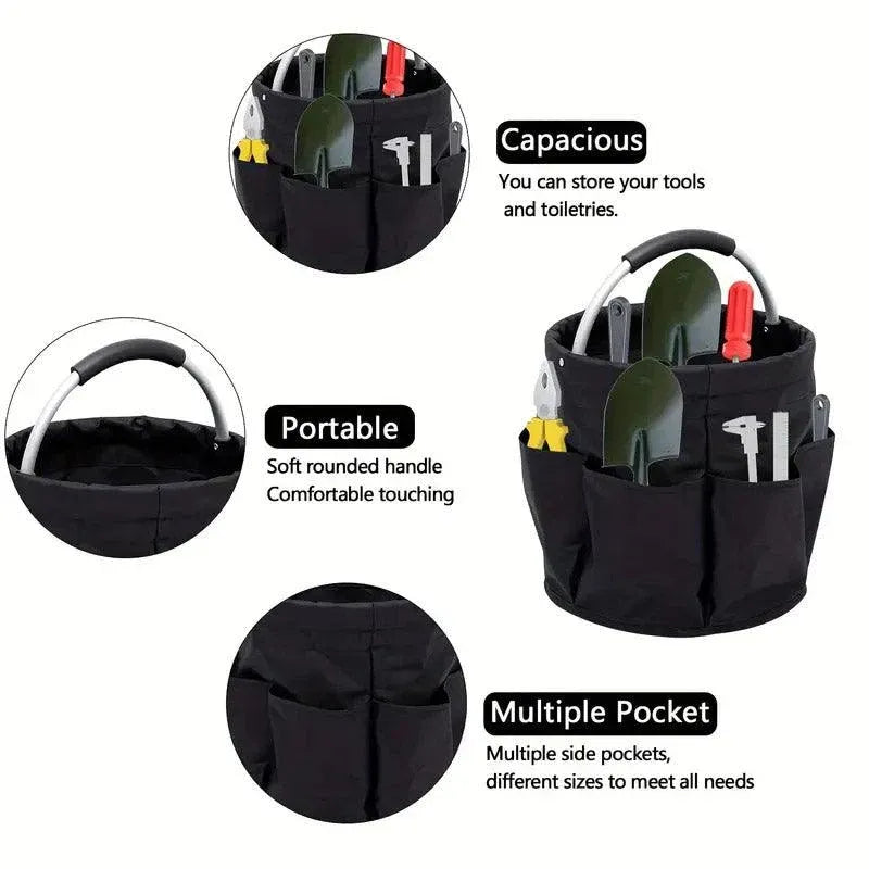 Portable Handheld Collapsible Tool Organizer Storage Box for Home Workshop Tools - Black