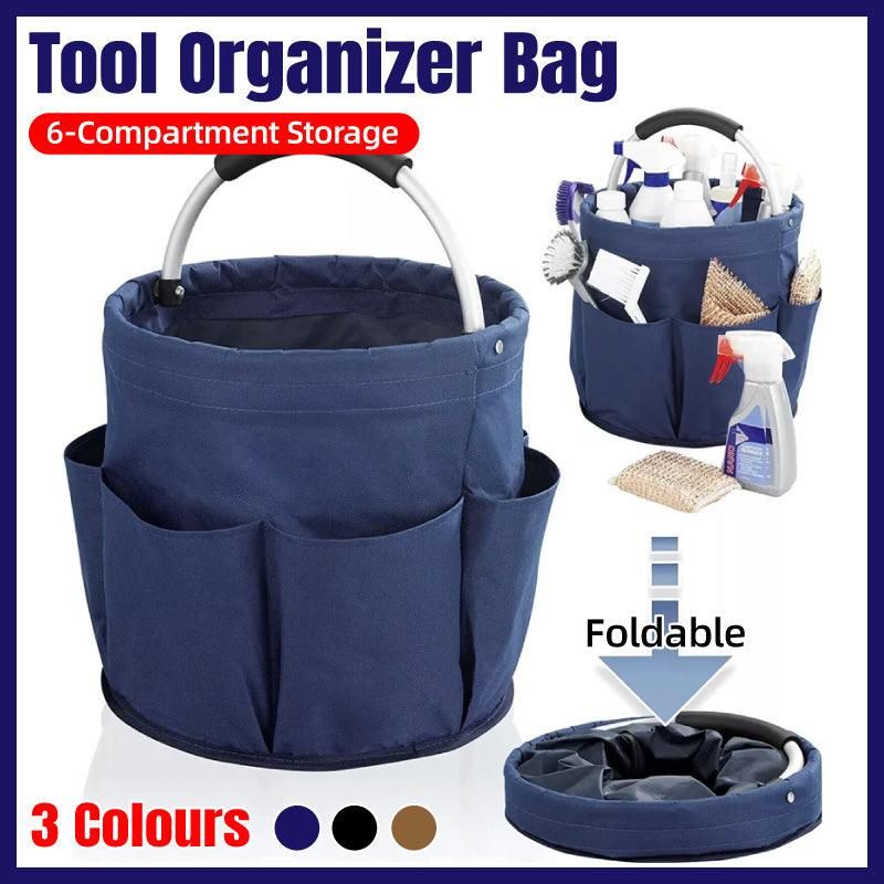 Portable Handheld Collapsible Tool Organizer Storage Box for Home Workshop Tools - Black