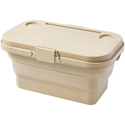 Outdoor Picnic Basket Camping Portable Handheld Storage Basket with Lid Foldable