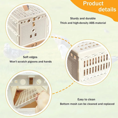 Pigeon Cage Foldable Plastic Homing Pigeon Crate Carrier Training Transport Box