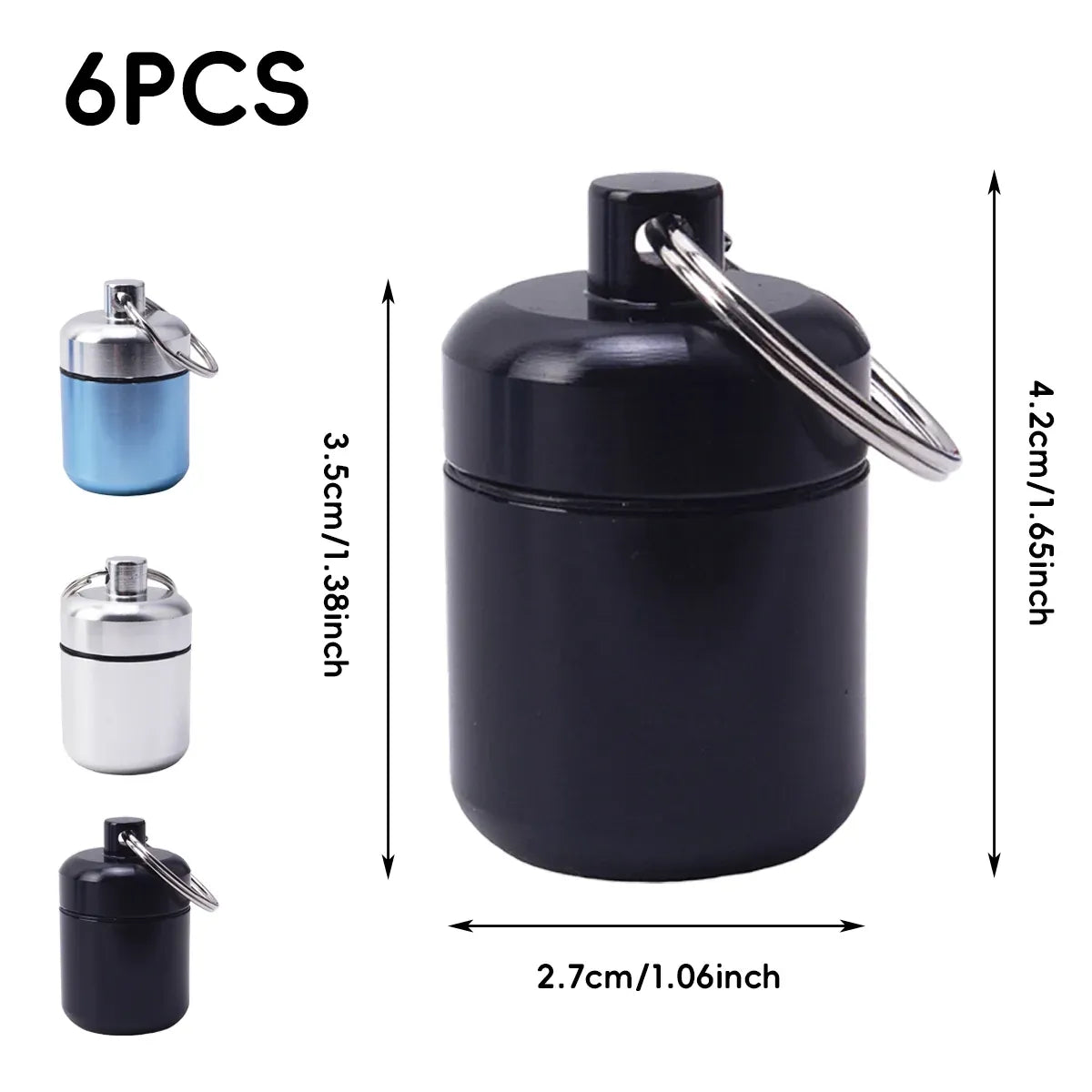 6Pcs Mini Sealed Metal Aluminum Tin Small Item Storage Jar Container Box Use - Black