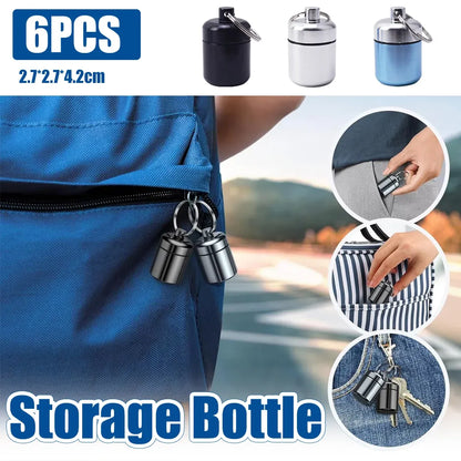 6Pcs Mini Sealed Metal Aluminum Tin Small Item Storage Jar Container Box Use - Black