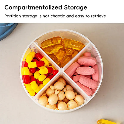 3Pcs Portable Pill Organizer Weekly Medicine Compartment Box Travel Daily Use - Blue