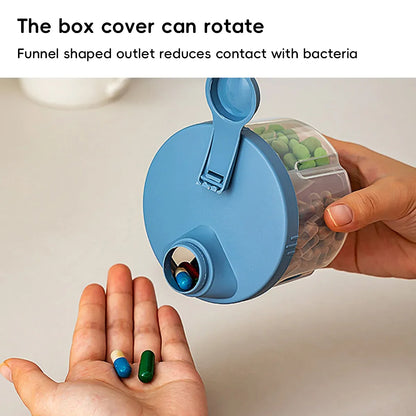 3Pcs Portable Pill Organizer Weekly Medicine Compartment Box Travel Daily Use - Blue