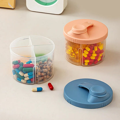 3Pcs Portable Pill Organizer Weekly Medicine Compartment Box Travel Daily Use - Blue