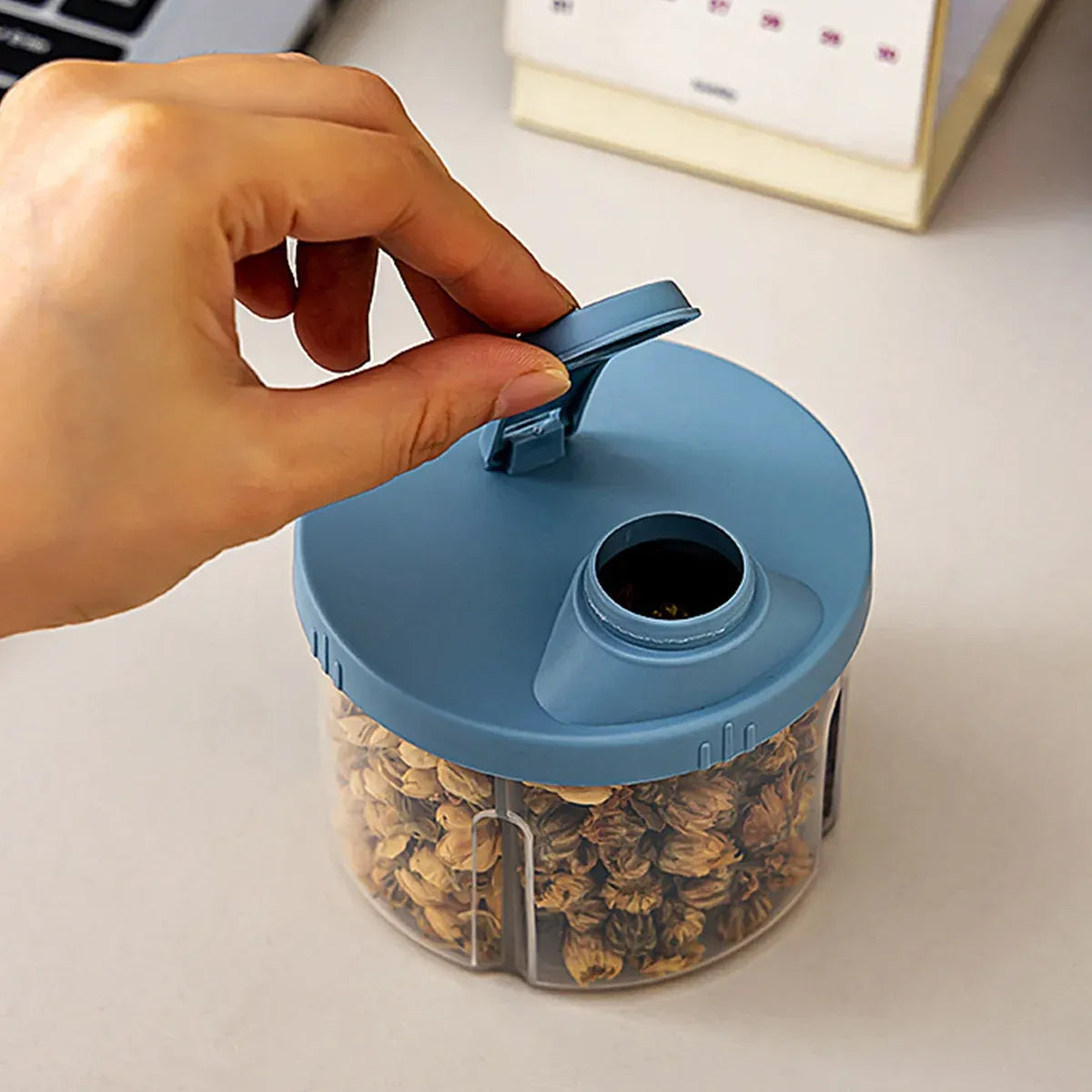 3Pcs Portable Pill Organizer Weekly Medicine Compartment Box Travel Daily Use - Blue