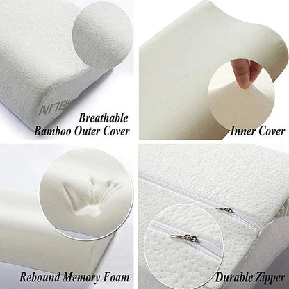 1/2PCS Memory Foam Neck Pillow Wavy Contour Slow Rebound Pillow - 50x30x10cm-2pcs
