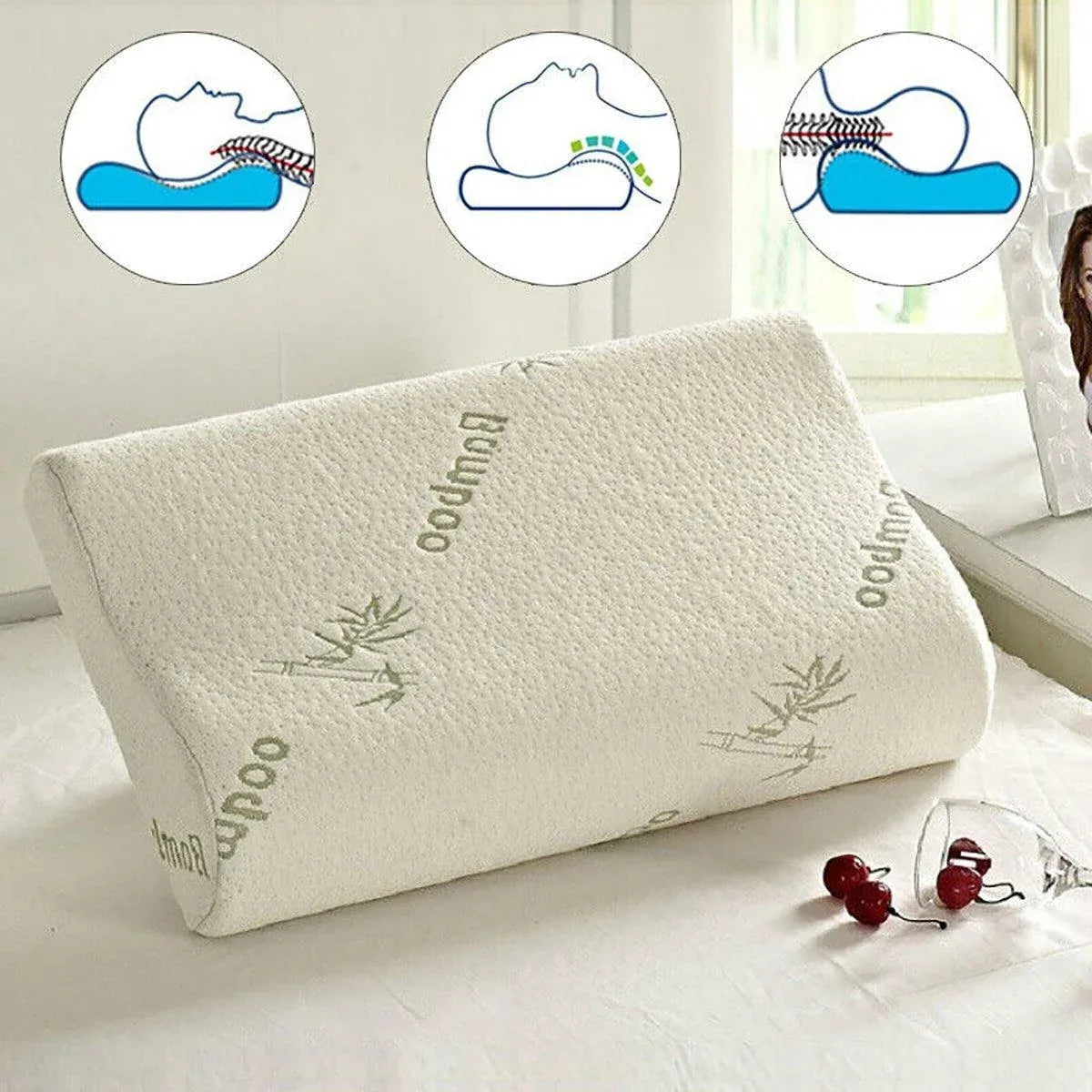 1/2PCS Memory Foam Neck Pillow Wavy Contour Slow Rebound Pillow - 50x30x10cm-2pcs