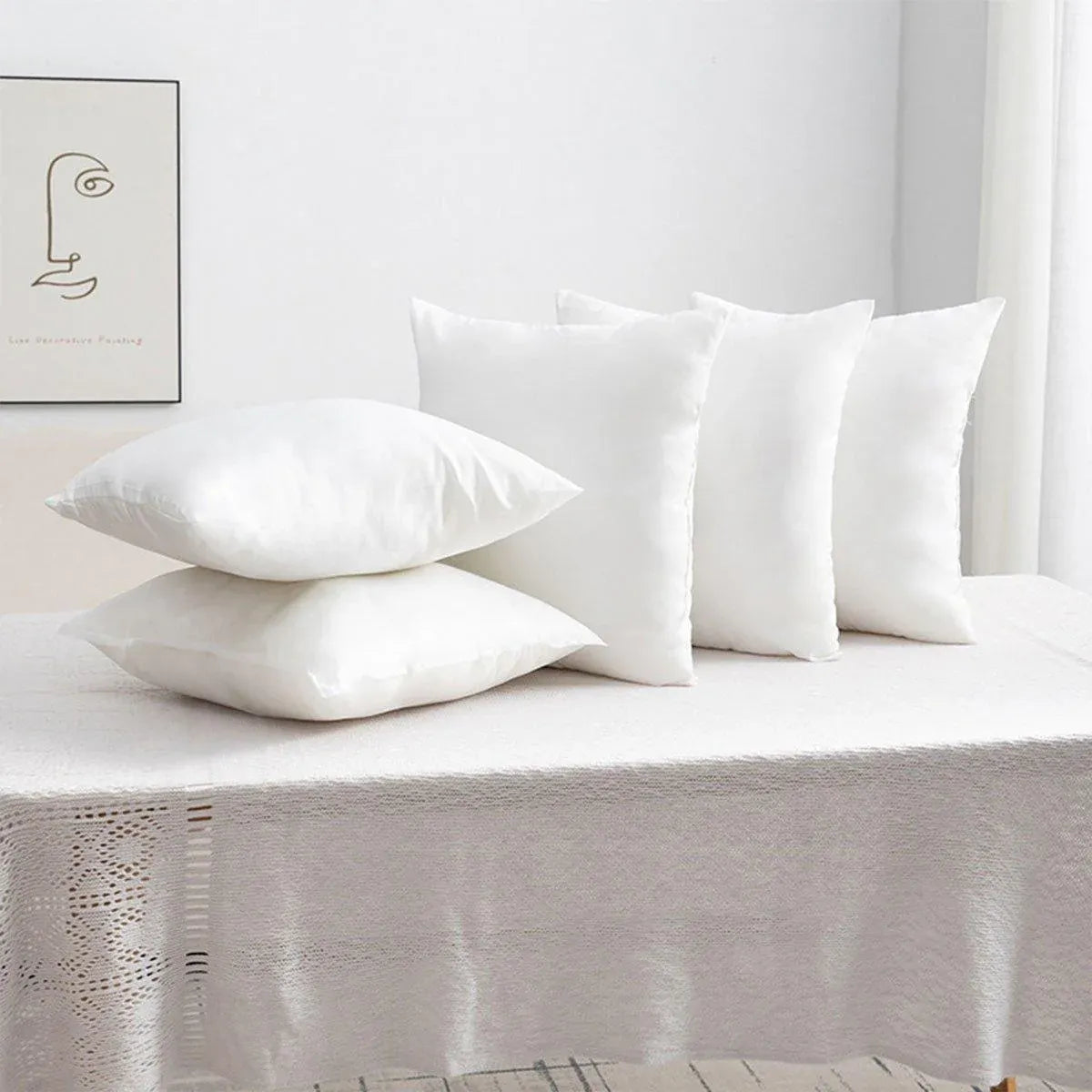 2pcs High Quality Square Pillow Inserts Soft Cushion Fillers Hotel Grade Use - 50x50cm