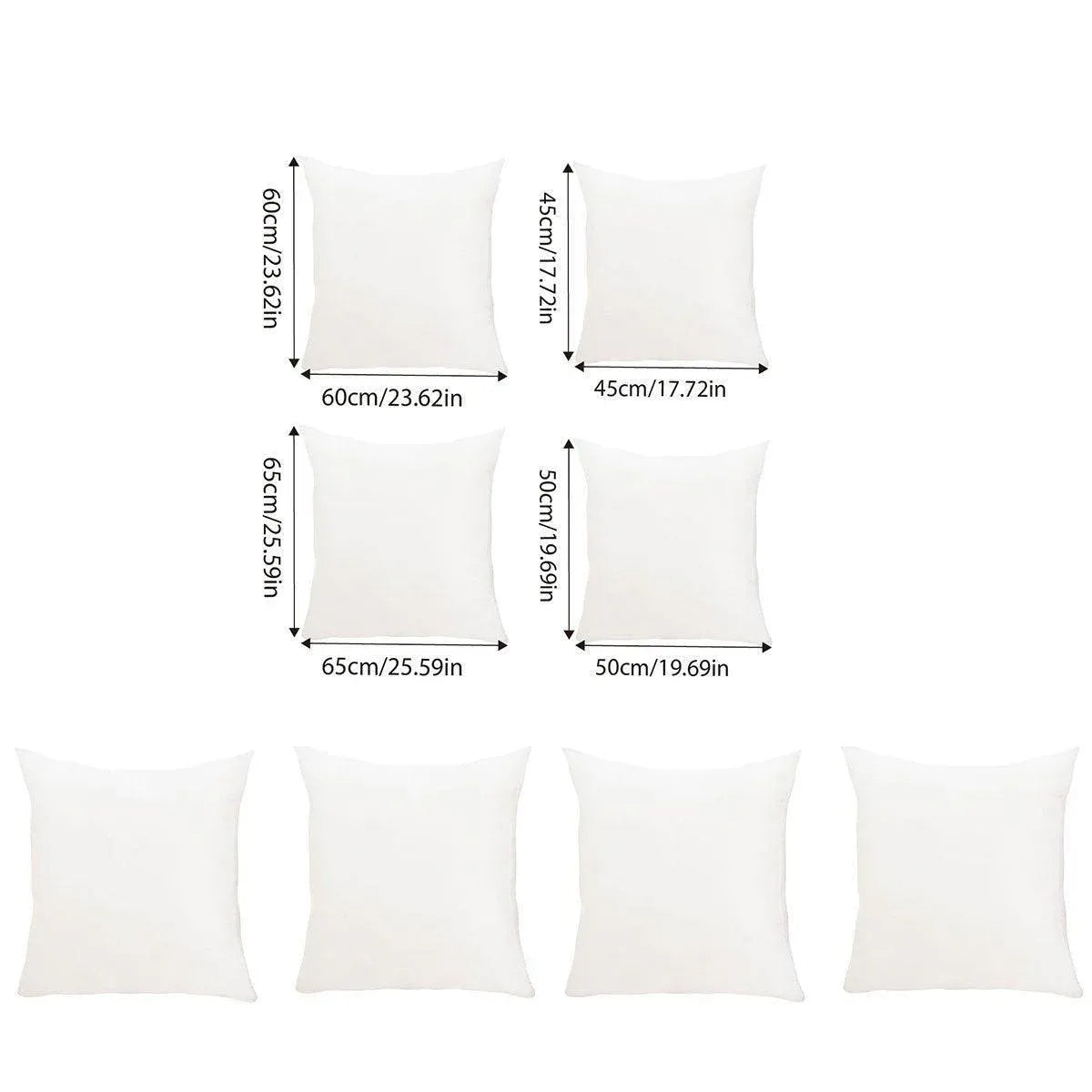 2pcs High Quality Square Pillow Inserts Soft Cushion Fillers Hotel Grade Use - 60x60cm