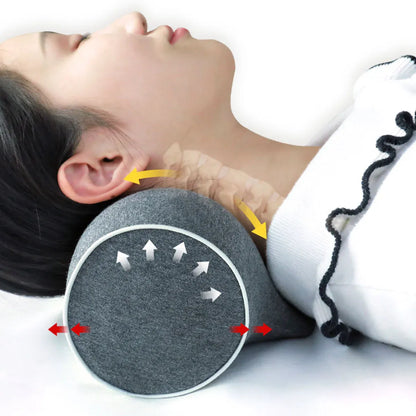 Ergonomic Memory Foam Neck Support Pillow Soft Cotton Cover for Home and Travel