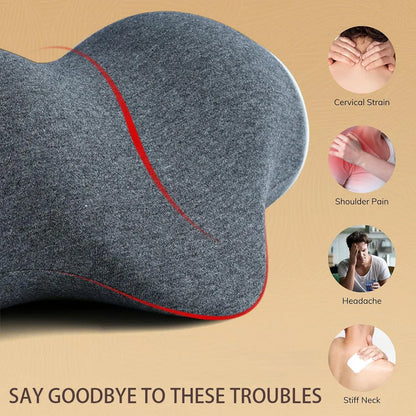 Ergonomic Memory Foam Neck Support Pillow Soft Cotton Cover for Home and Travel