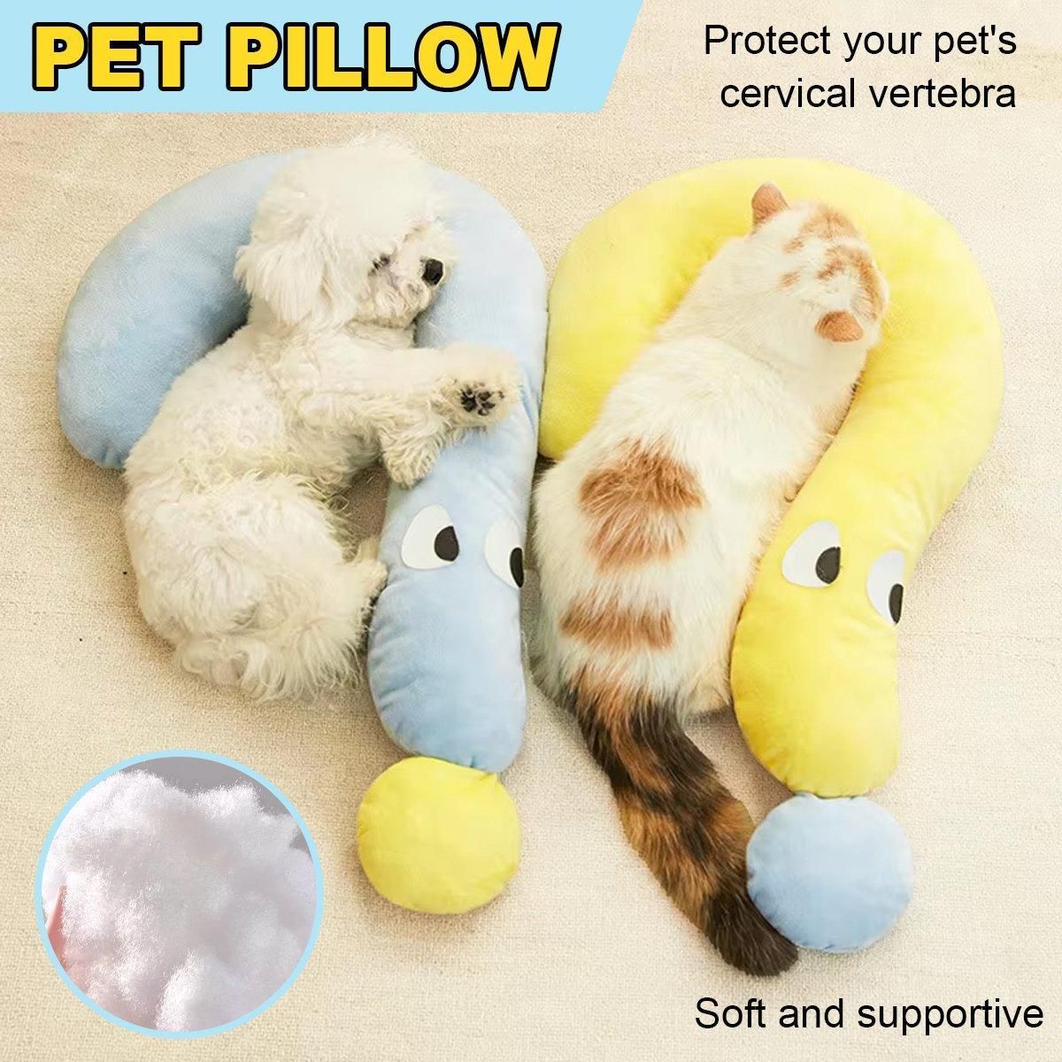 Soft Plush Pet Pillow for Dogs Cats Sleeping Cuddle Pillow Comfort Cushion - Yellow
