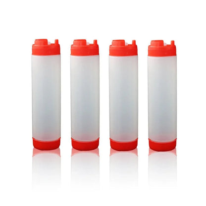16oz Plastic Sauce Dispenser Bottles Large Capacity Double-ended Squeeze Bottles - Red