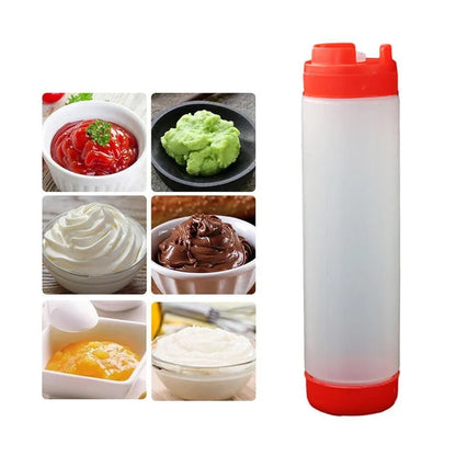 16oz Plastic Sauce Dispenser Bottles Large Capacity Double-ended Squeeze Bottles - Red