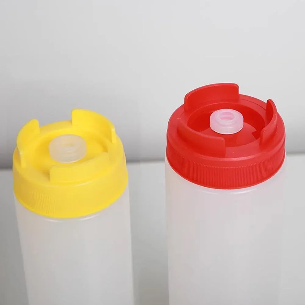 16oz Plastic Sauce Dispenser Bottles Large Capacity Double-ended Squeeze Bottles - Red