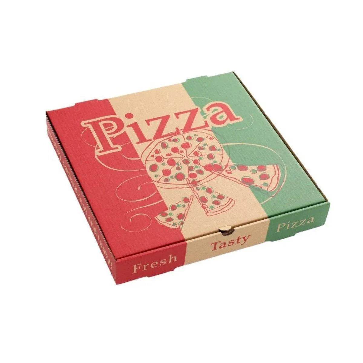 50pcs Pizza Packing Boxes Folding Box Durable Food Storage Containers Colourful - 11inch