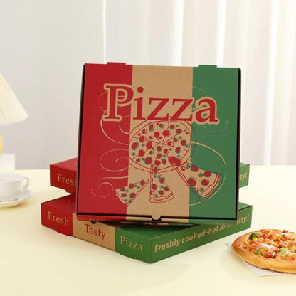 50pcs Pizza Packing Boxes Folding Box Durable Food Storage Containers Colourful - 11inch