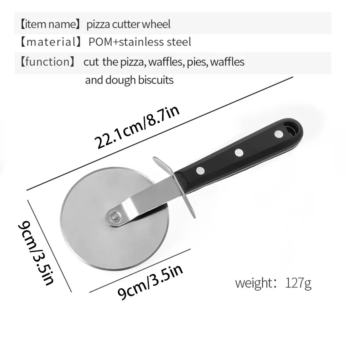 Stainless Steel Pizza Knife Cutter Kitchen Baking Tool Round Slicer for Dough