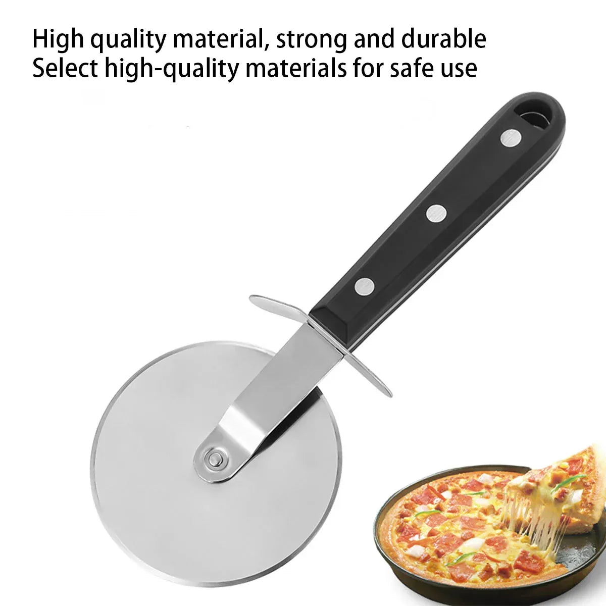 Stainless Steel Pizza Knife Cutter Kitchen Baking Tool Round Slicer for Dough