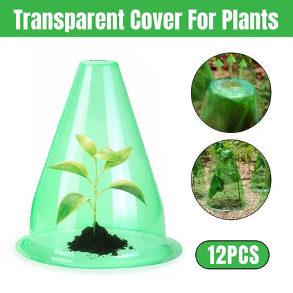 12PCS Clear Garden Plant Protector Bell Covers Round for Frost Birds Weather