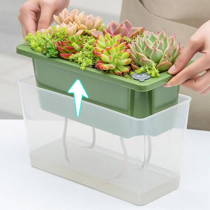 Balcony Vegetable Pot Planter Lazy Self Priming Flower Pot for Indoor Gardening - White