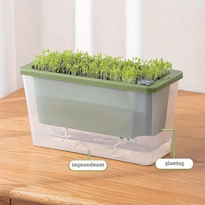 Balcony Vegetable Pot Planter Lazy Self Priming Flower Pot for Indoor Gardening - White