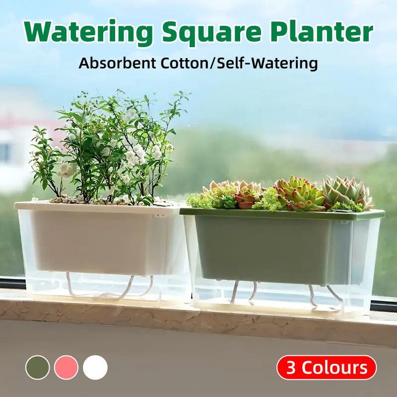 Balcony Vegetable Pot Planter Lazy Self Priming Flower Pot for Indoor Gardening - White