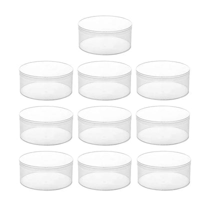10pcs Clear Round Gift Boxes Plastic Candy Storage Containers for Party Favors - 15x6.5cm