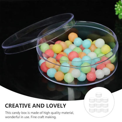 10pcs Clear Round Gift Boxes Plastic Candy Storage Containers for Party Favors - 15x6.5cm