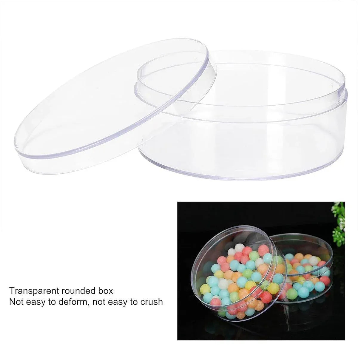 10pcs Clear Round Gift Boxes Plastic Candy Storage Containers for Party Favors - 15x6.5cm