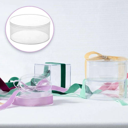 10pcs Clear Round Gift Boxes Plastic Candy Storage Containers for Party Favors - 15x6.5cm