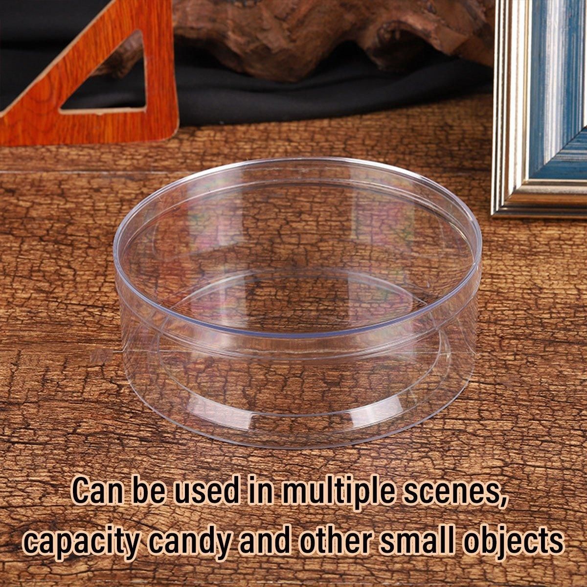 10pcs Clear Round Gift Boxes Plastic Candy Storage Containers for Party Favors - 15x6.5cm