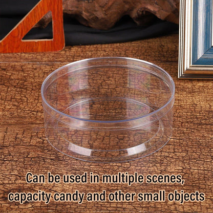 10pcs Clear Round Gift Boxes Plastic Candy Storage Containers for Party Favors - 15x6.5cm